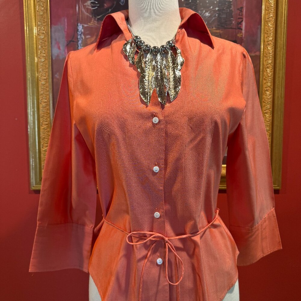 Vibrant orange ¾ long-sleeve tailor-made shirt,